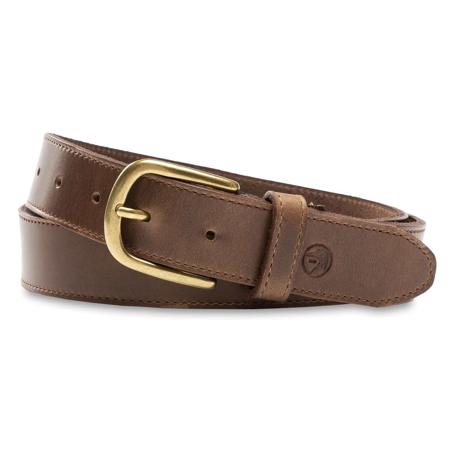 Brown Leather Belt - Brown with Brass Buckle