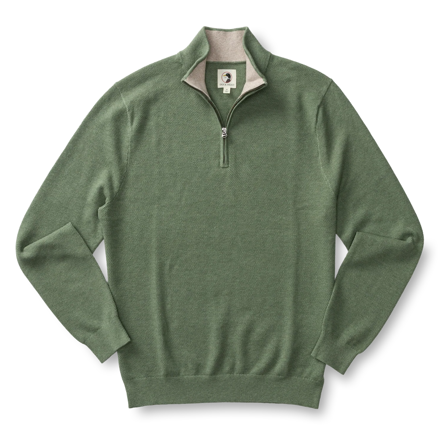 Colton Pique 1/4 Zip Sweater - Oil Green Heather - Image 2