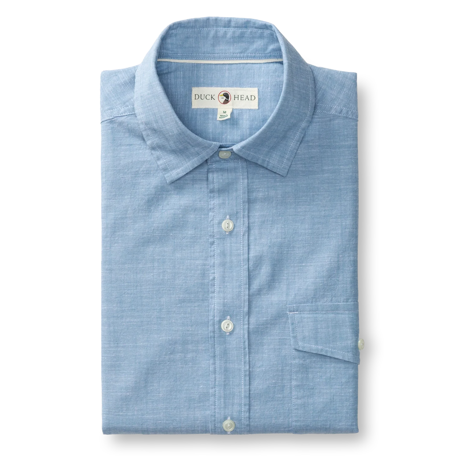 Cotton Chambray Sport Shirt - Verona Solid - Sunwashed Blue - Image 2