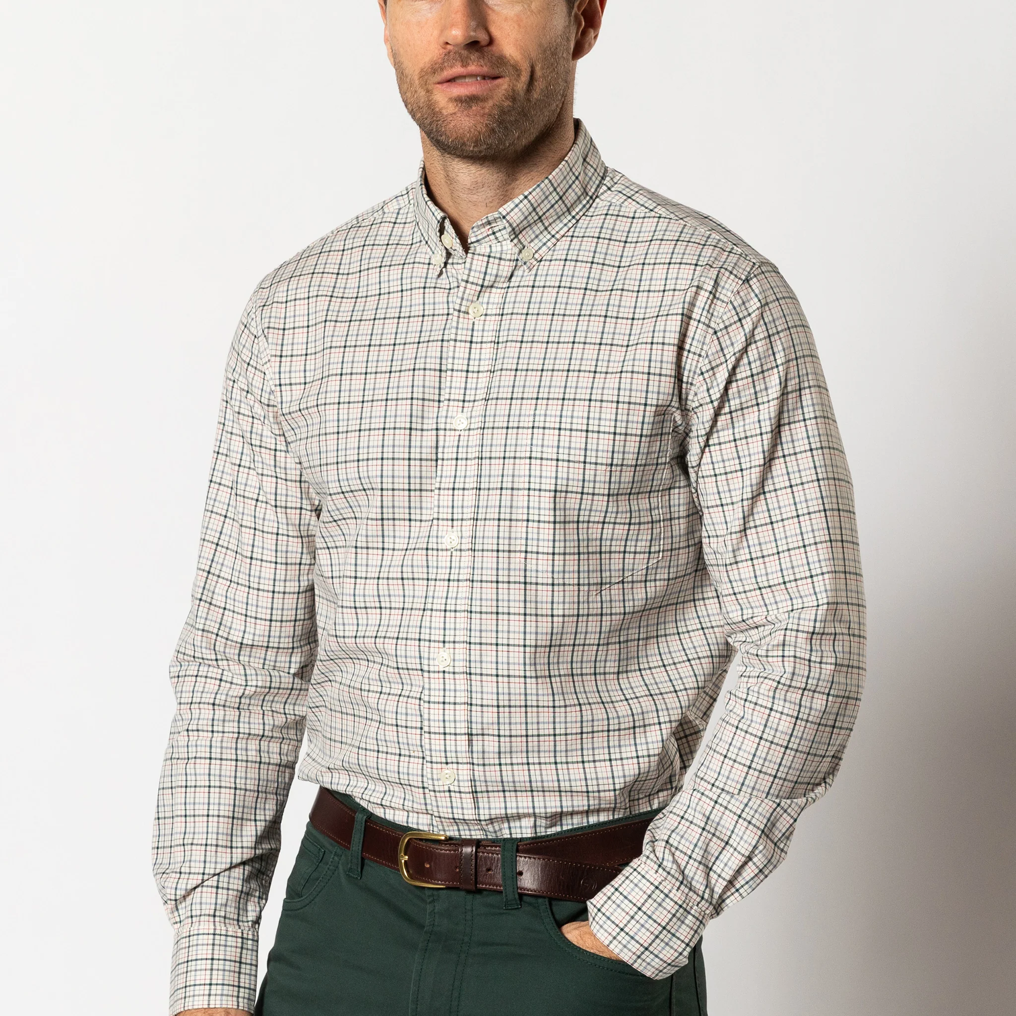 Cotton Twill Sport Shirt - Cooper Plaid