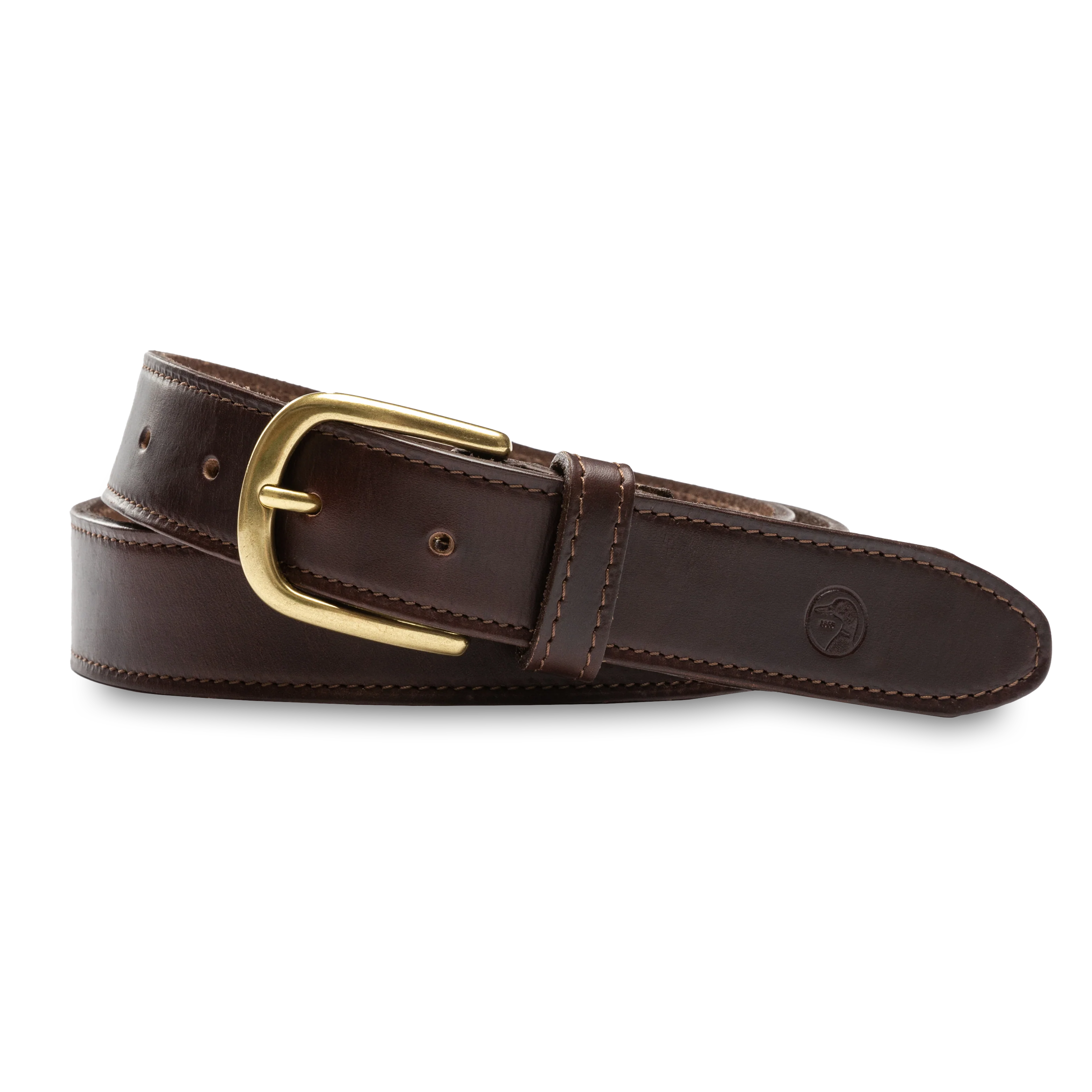 Dark Brown Leather Belt - Dark Brown with Brass Buckle
