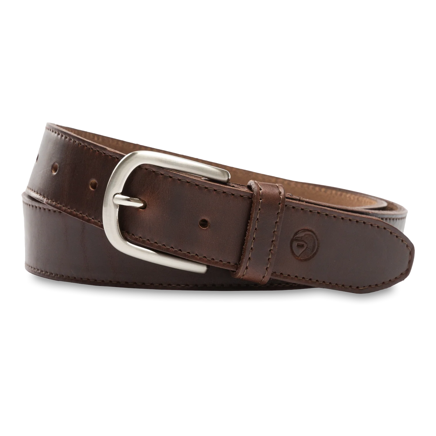Dark Brown Leather Belt - Dark Brown with Nickel Buckle