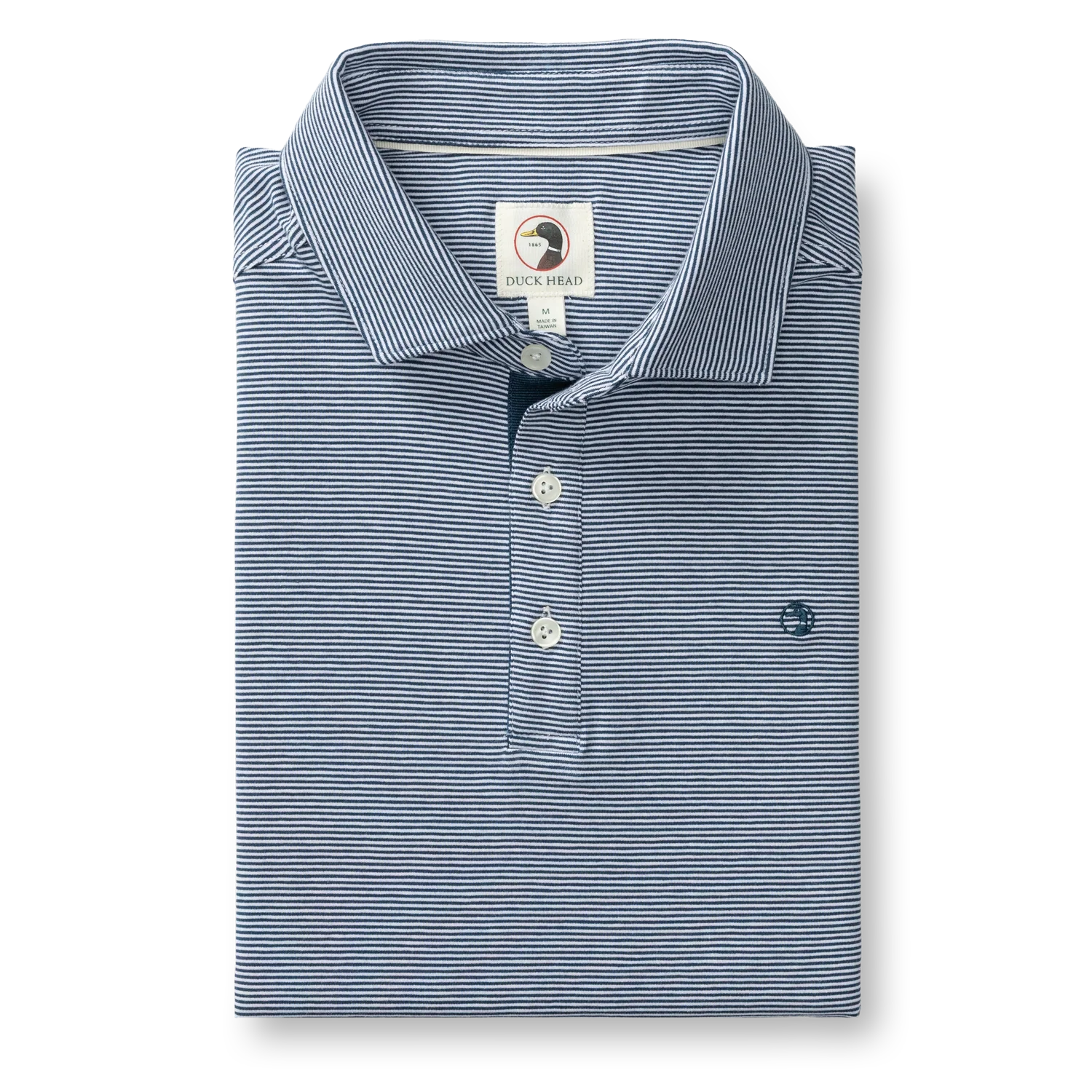 Hanover Pima Cotton Jersey Polo - Blaine Stripe - Mallard Blue - Image 2