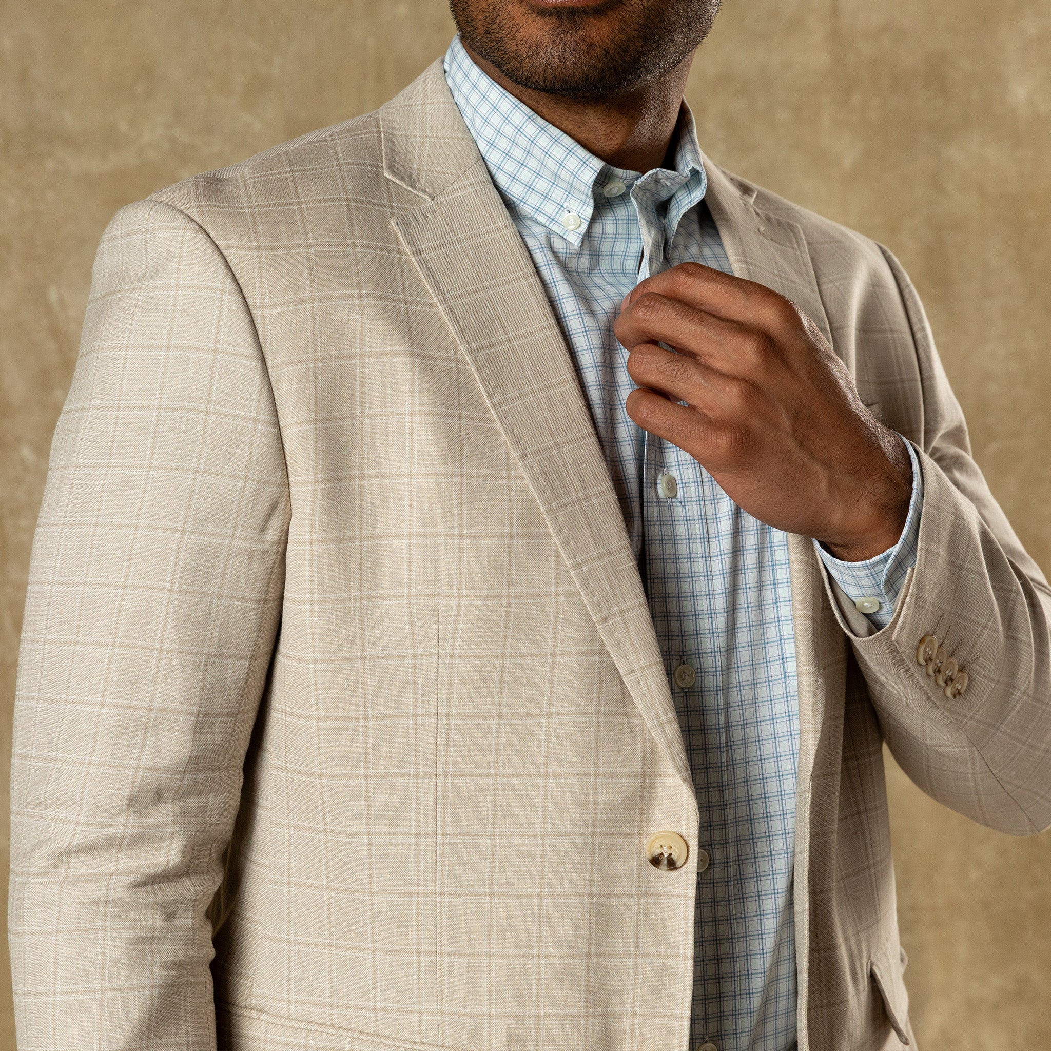 Hastings Plaid Sport Coat - Tan - Image 2