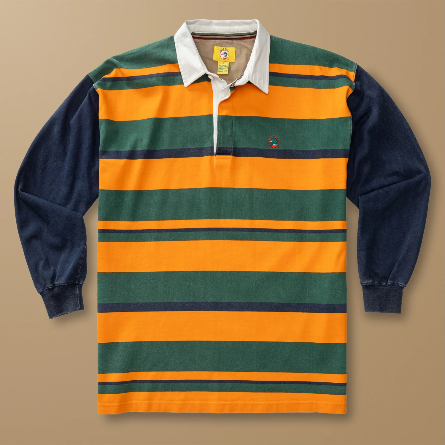 Heathered Striped Rugby Shirt L - Duck Head Vintage