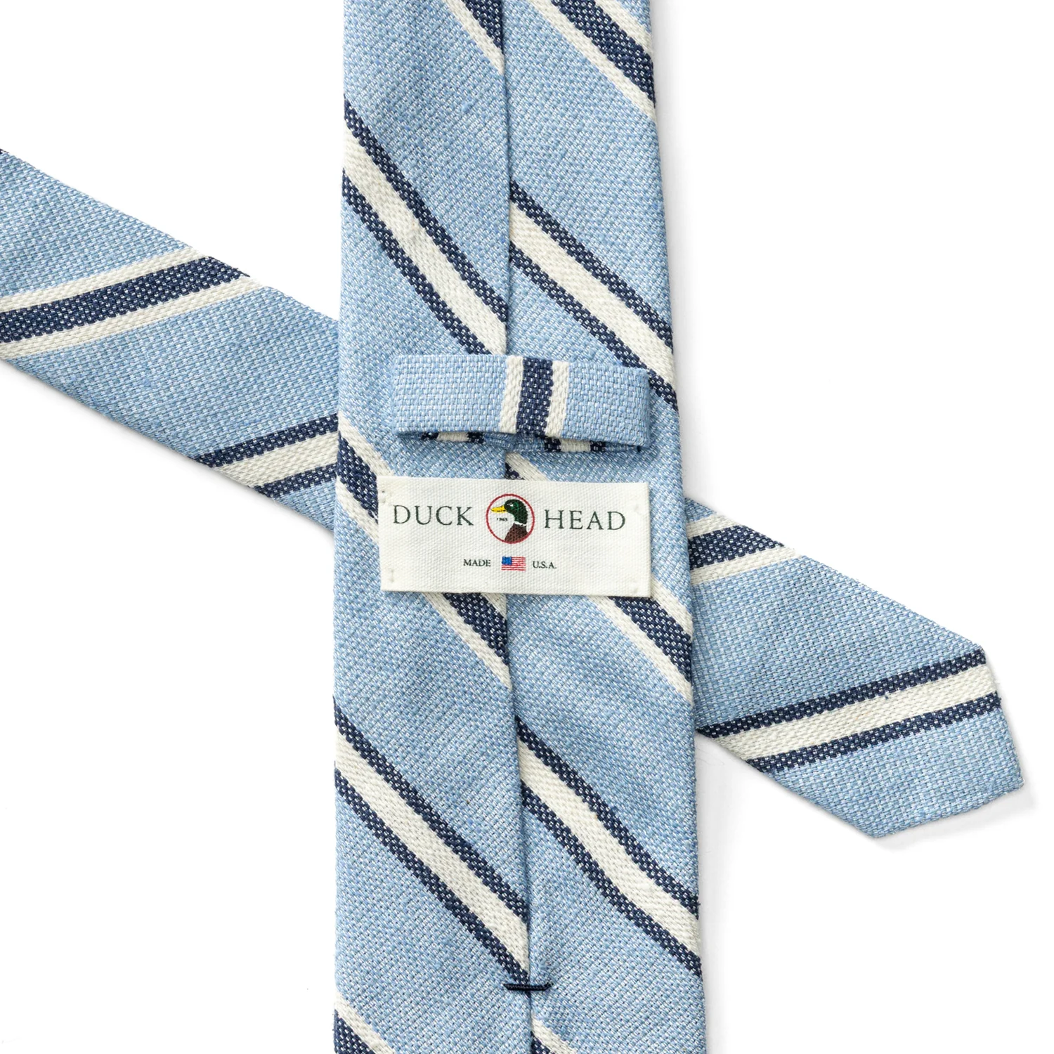 Silk Linen Stripe Tie - Light Blue - Image 2