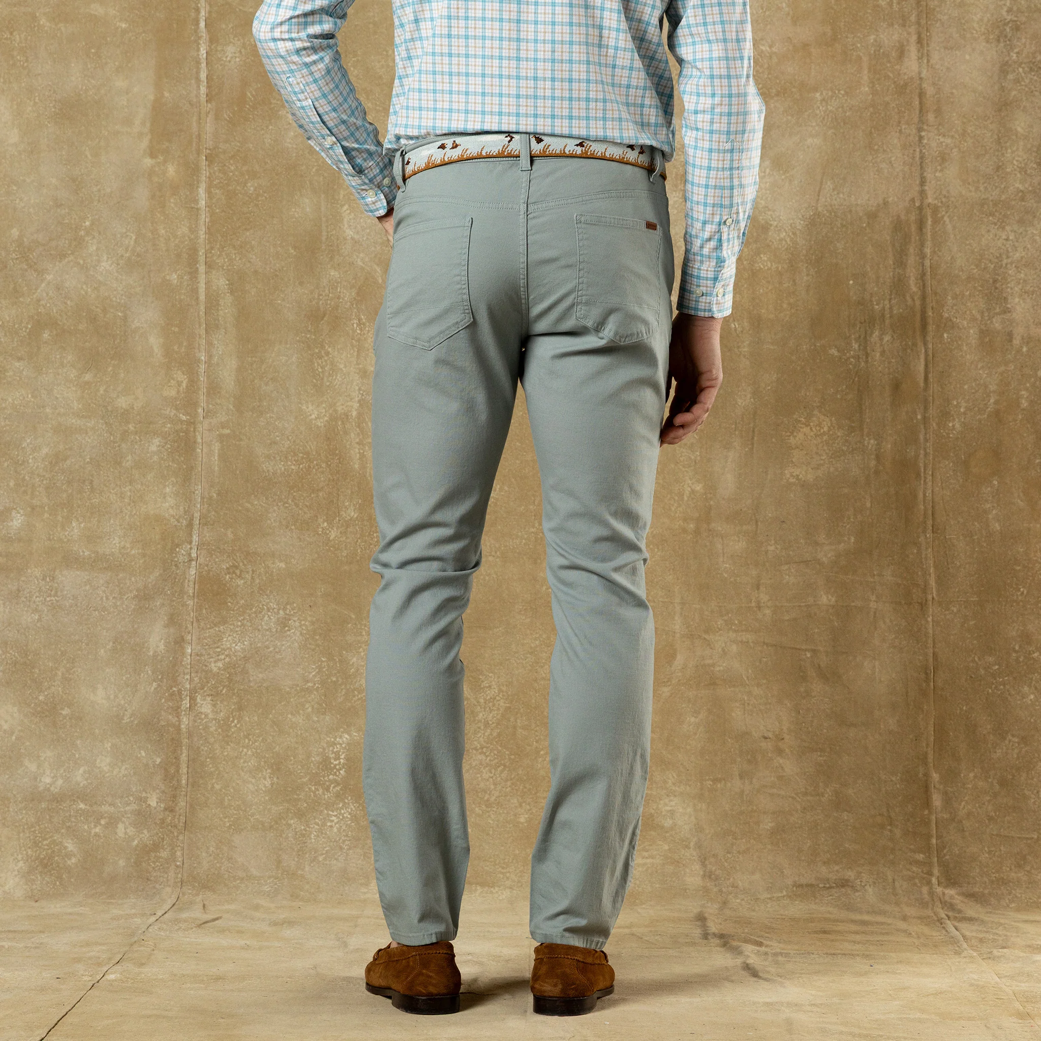 Slim Fit Pinpoint Canvas Five-Pocket - Pewter Grey - Image 2