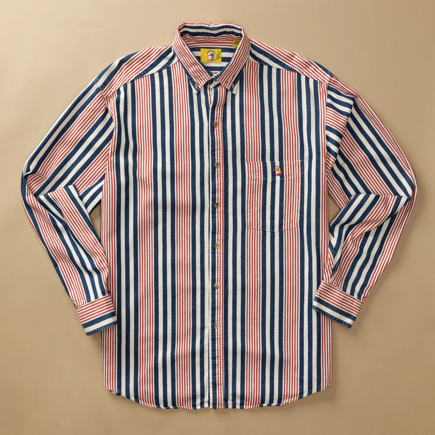 Striped Cotton Sport Shirt L - Duck Head Vintage