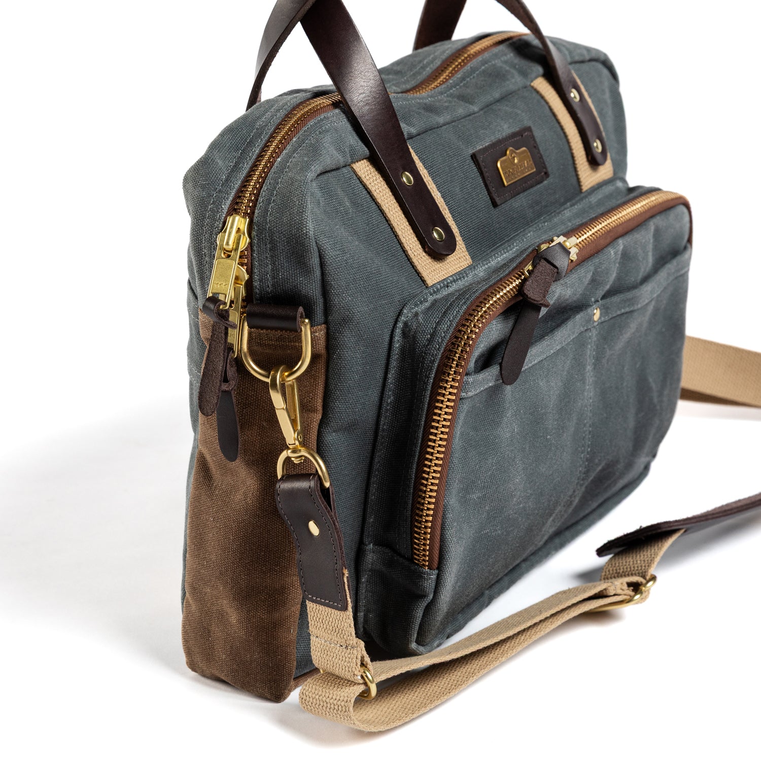 Waxed Canvas Laptop Bag - Charcoal - Image 5