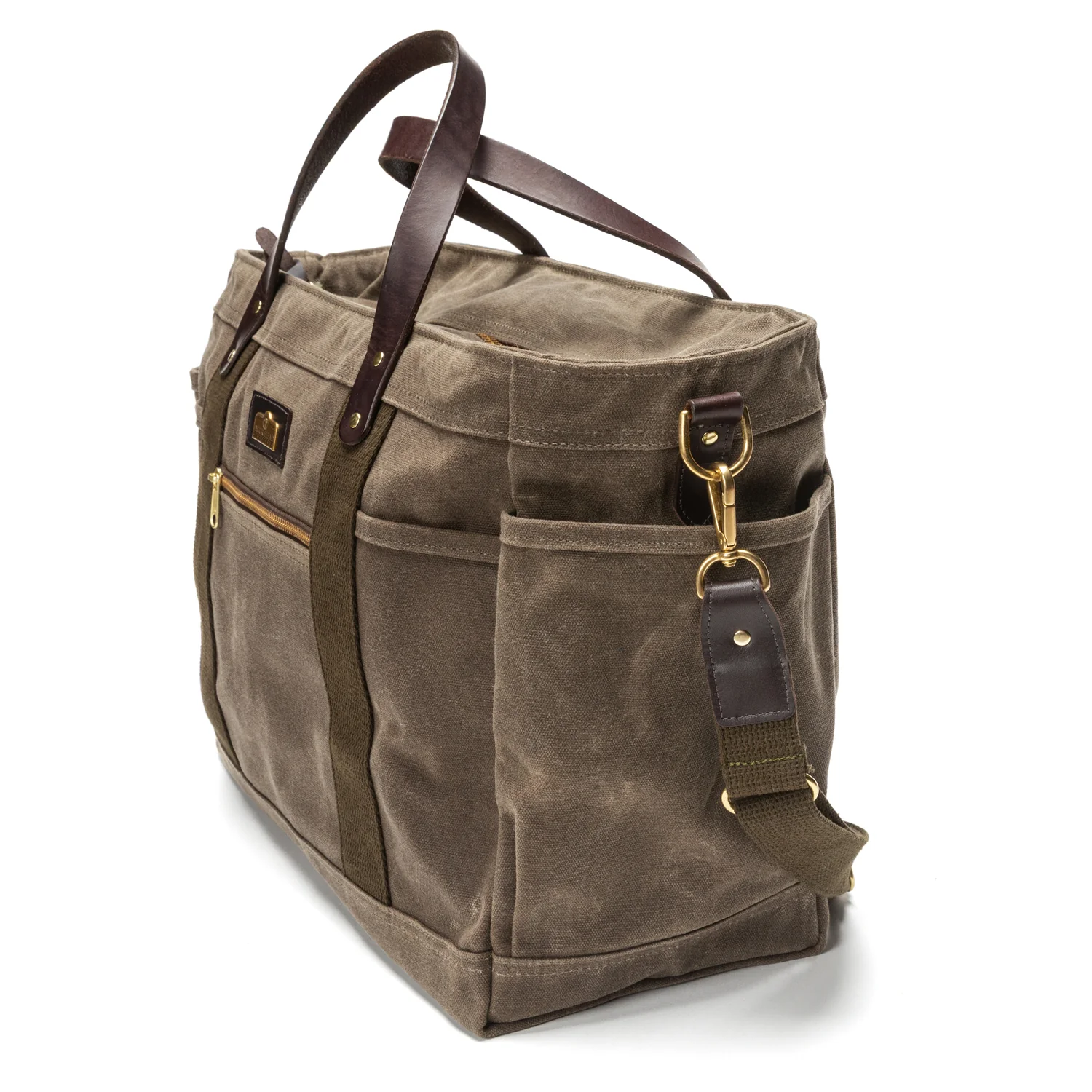 Large Waxed Canvas Tote - Field Brown - Image 3