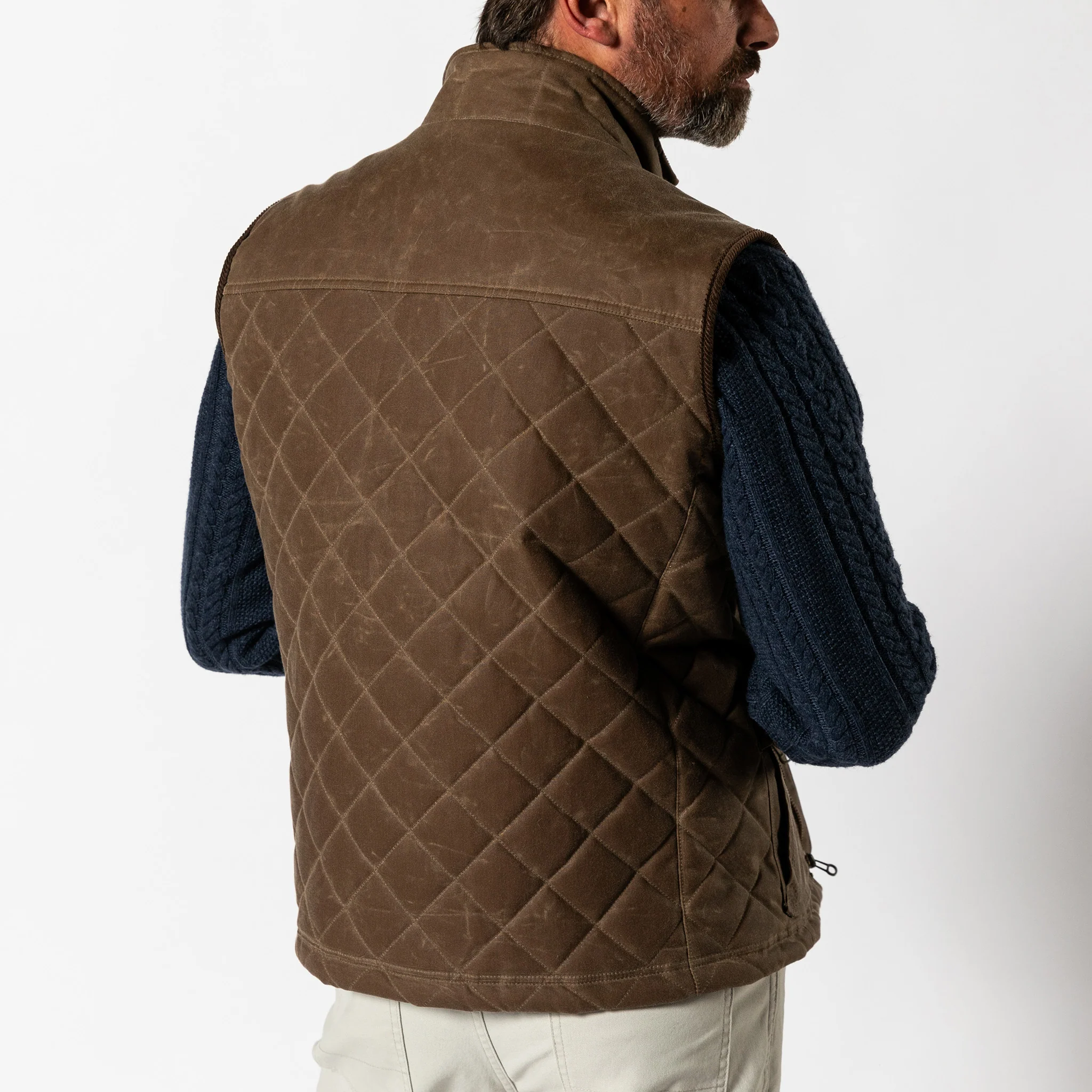 Waxed Duck Canvas Quilted Vest - Dark Oak - Image 2