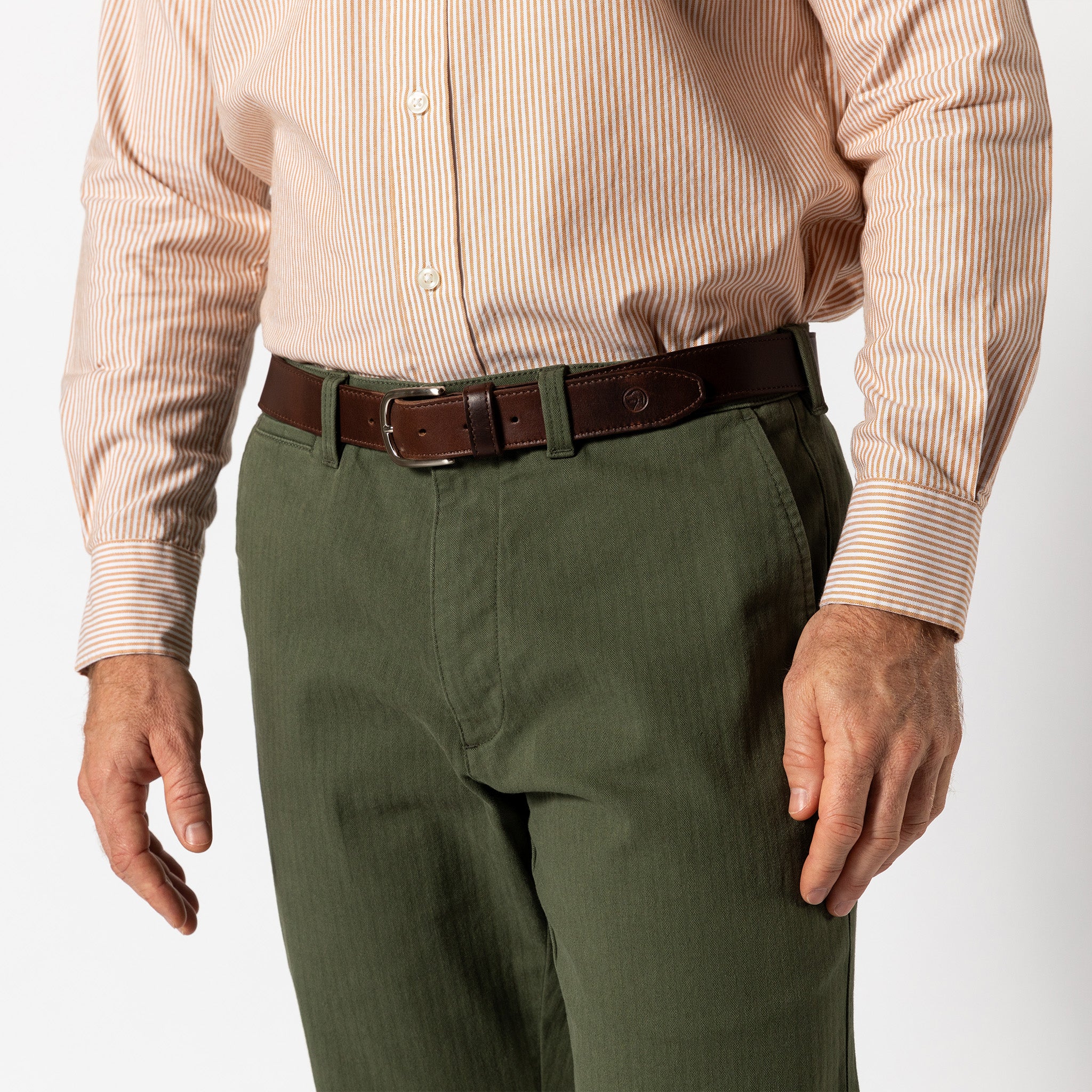 Cotton Wool Herringbone Gold School Chino - Duck Green - Image 2